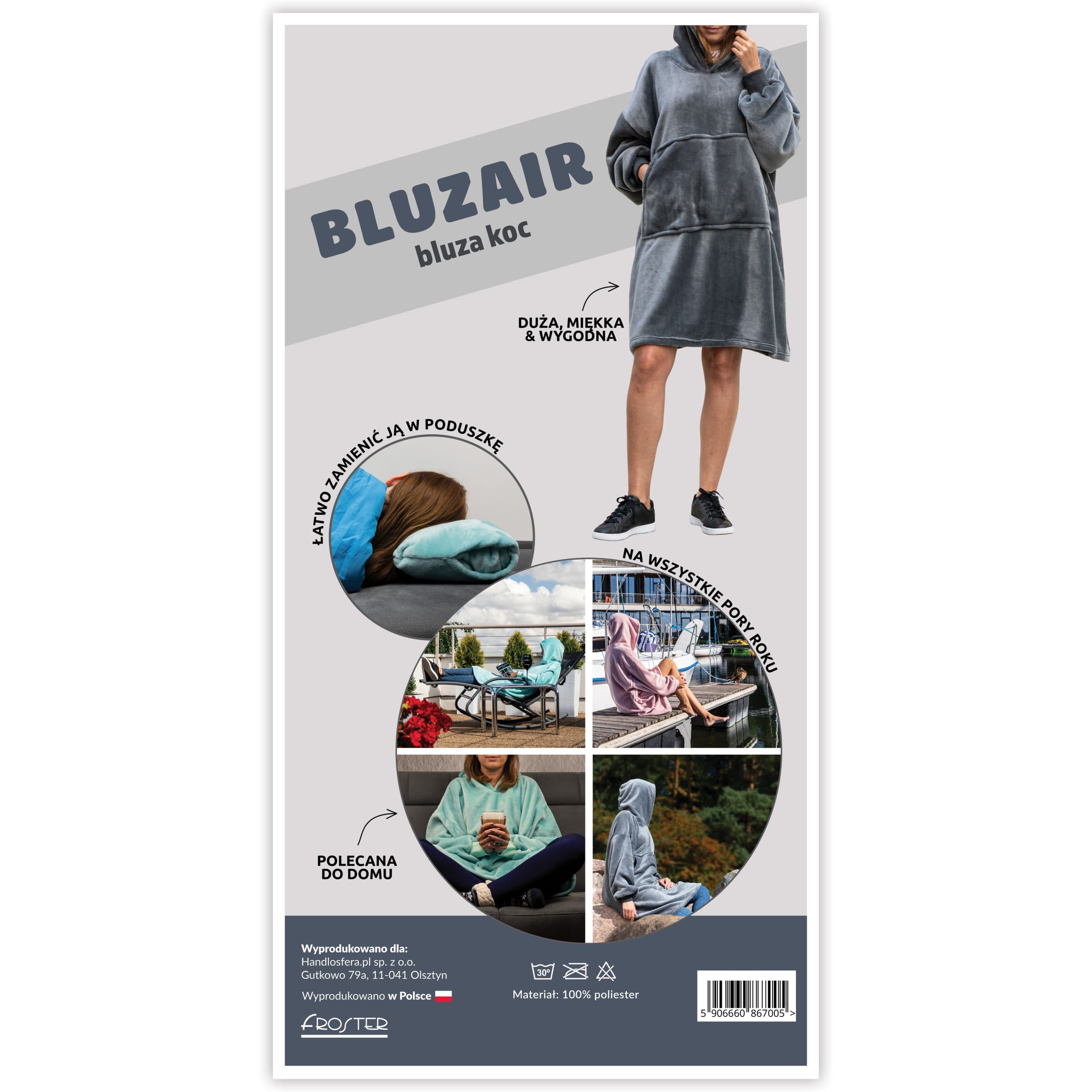 Bluzair - Bluza koc -  Błękitna