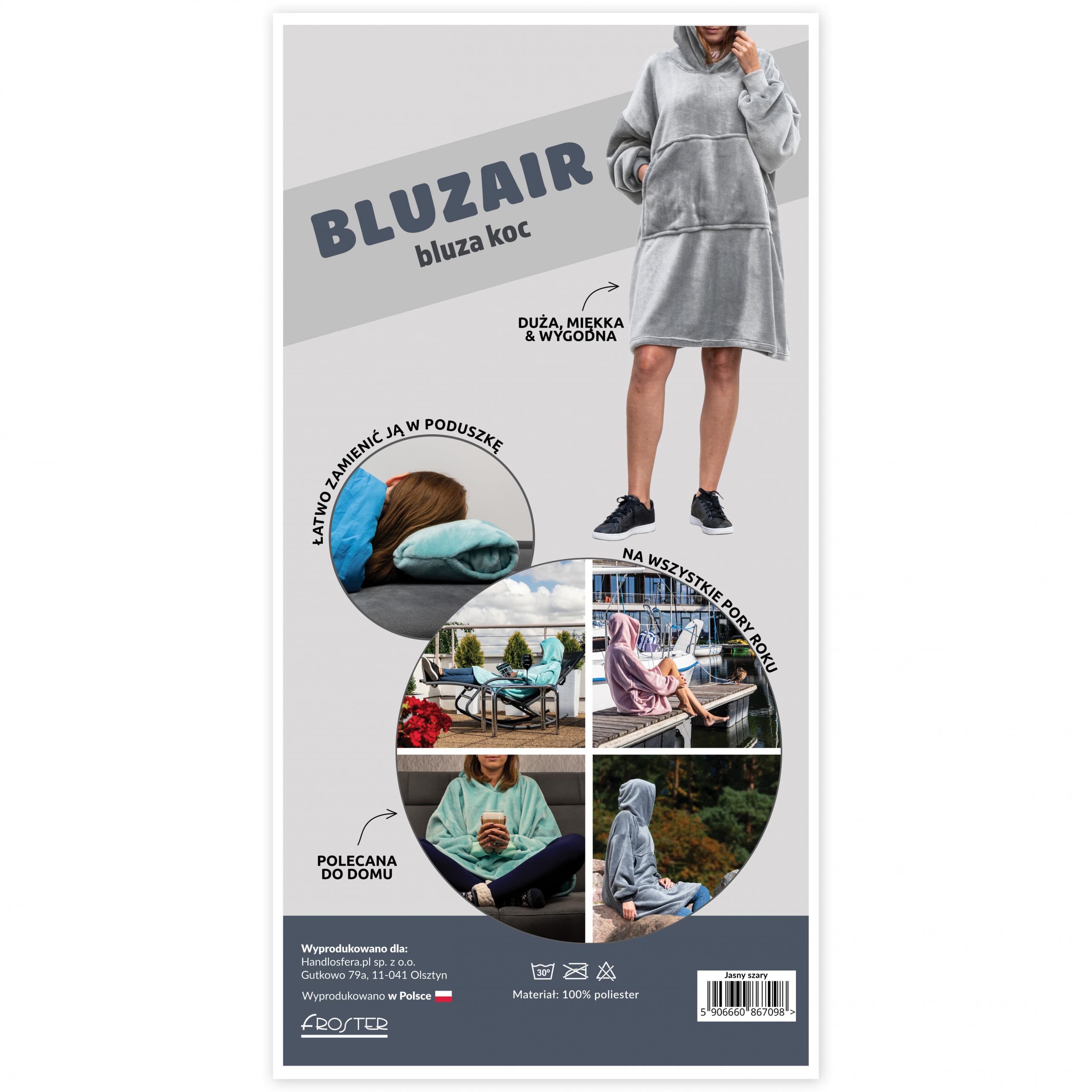 Bluzair - Bluza koc -  Szara