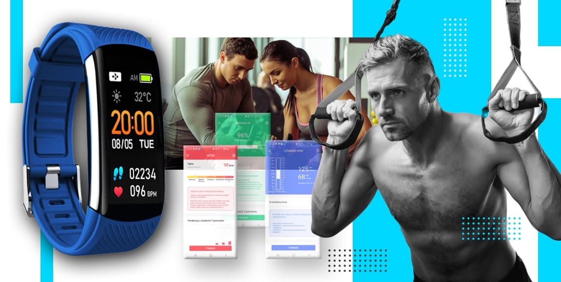 Smartwatch GIEWONT Czarno Niebieski 2 Paski GW200-7