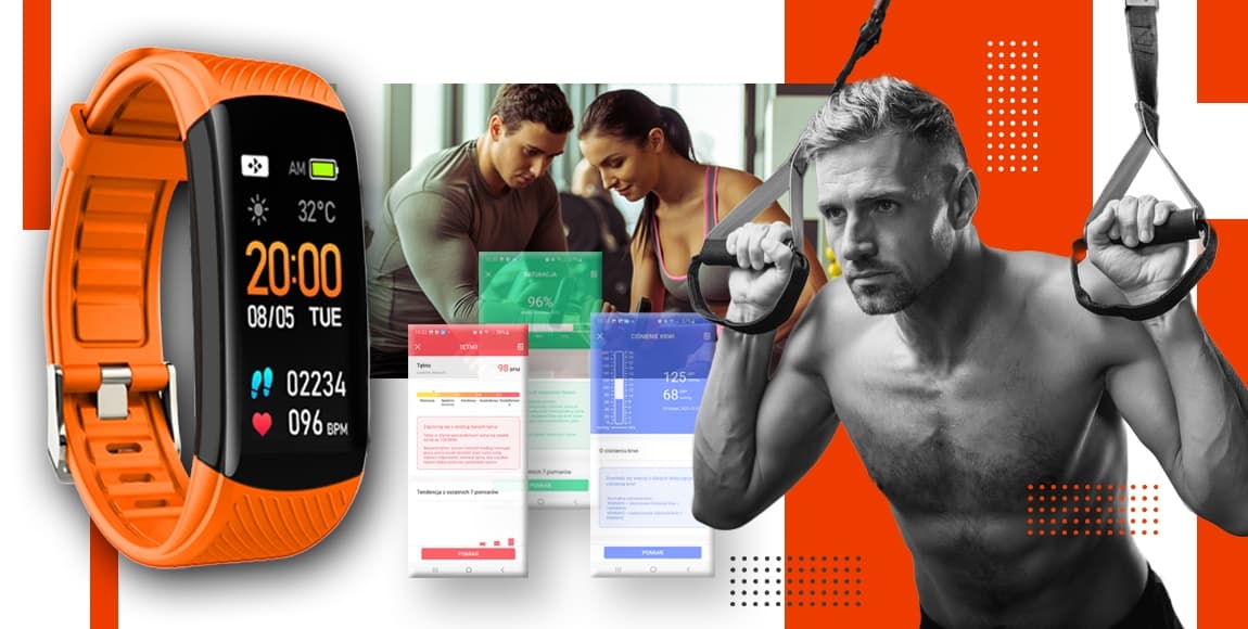 Smartwatch GIEWONT Czarno Pomarańczowy 2 Paski GW200-9