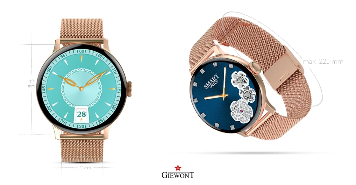 Smartwatch Damski GIEWONT Różowe Złoto GW330-1