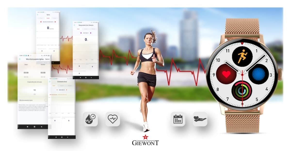 Smartwatch Damski GIEWONT Różowe Złoto GW330-1