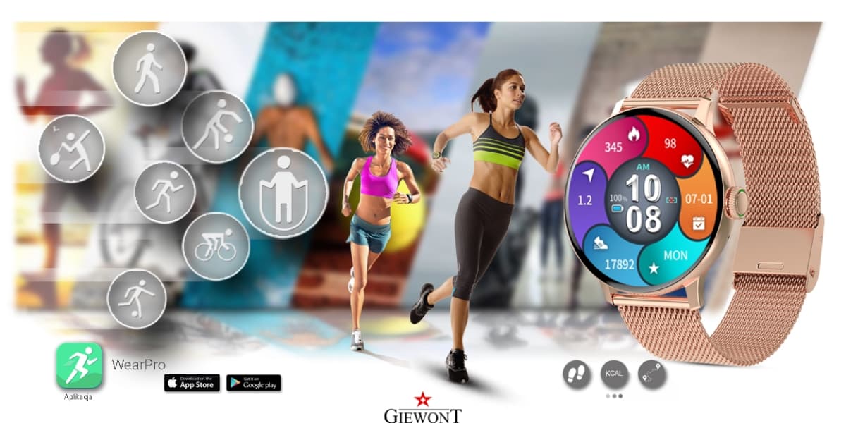 Smartwatch Damski GIEWONT Różowe Złoto GW330-1
