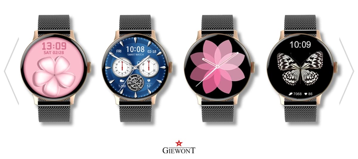 Smartwatch Damski GIEWONT Różowe Złoto Czarny GW330-4