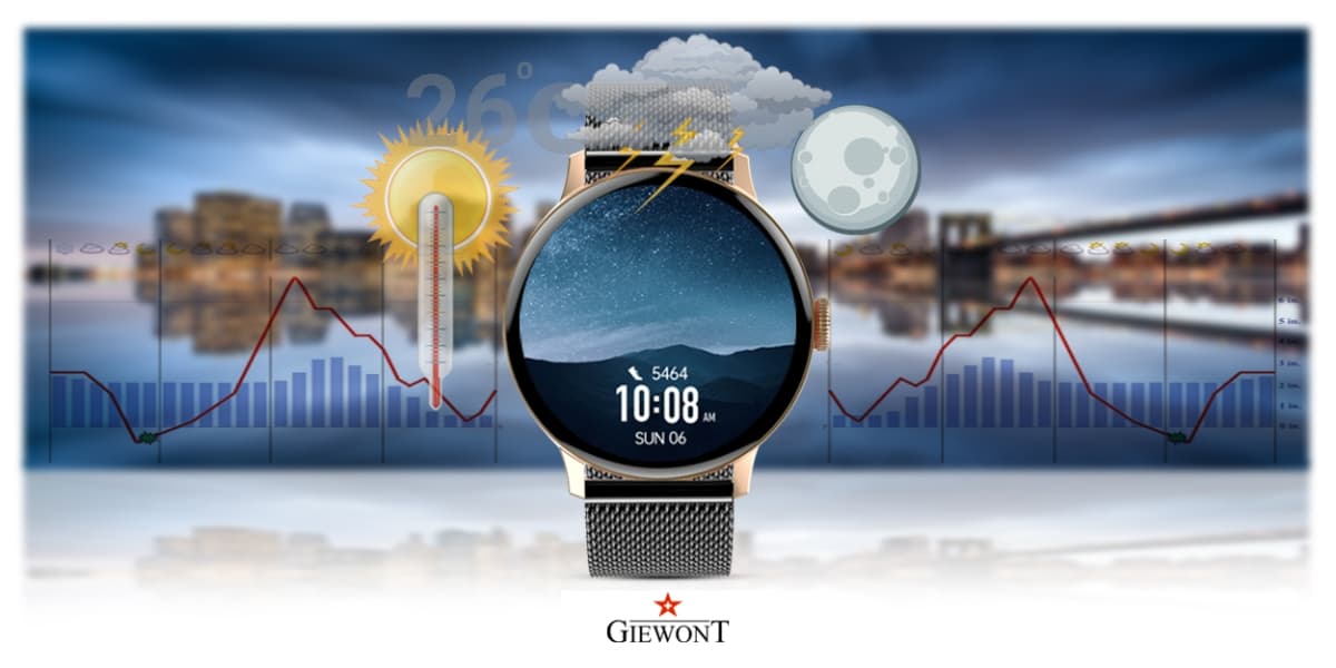 Smartwatch Damski GIEWONT Różowe Złoto Czarny GW330-4