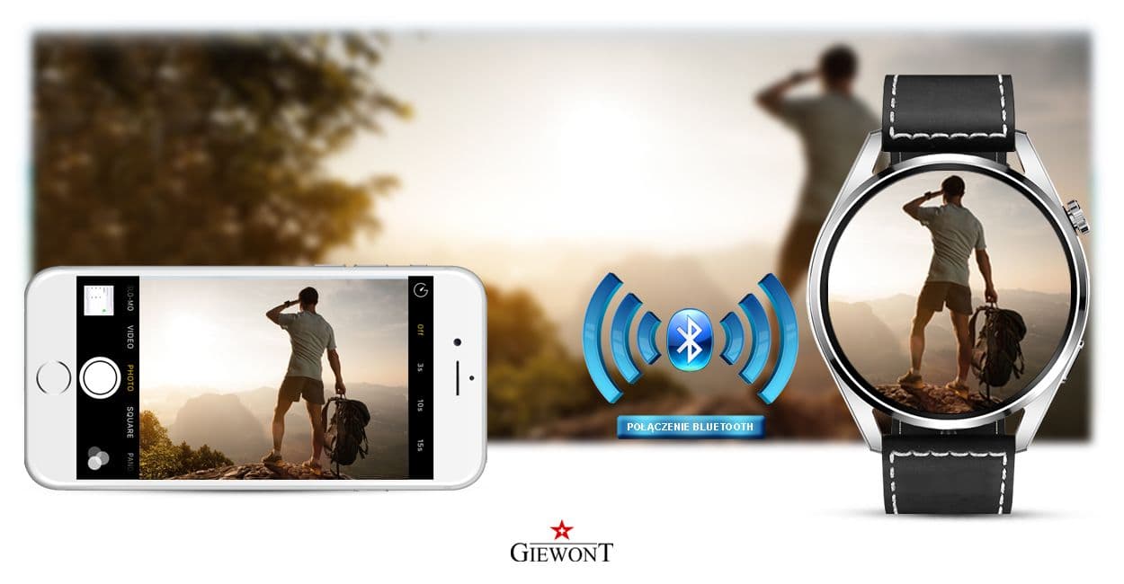 Smartwatch GIEWONT Vertex SmartCall GW450-5 Silver/Carbon Leather