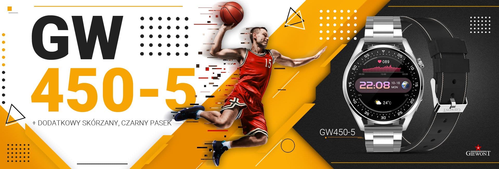 Smartwatch GIEWONT Vertex SmartCall GW450-5 Silver/Carbon Leather