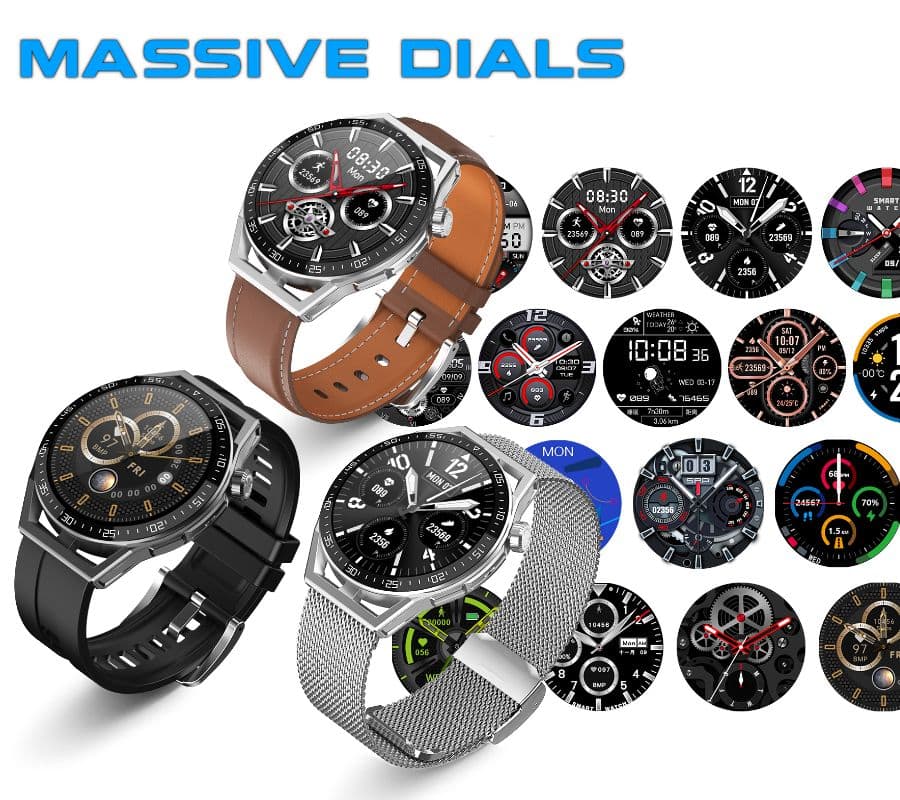 Smartwatch  Rubicon RNCE88-1 Czarny- Czarny Pasek Silikonowy + Czarny Pasek Skórzany