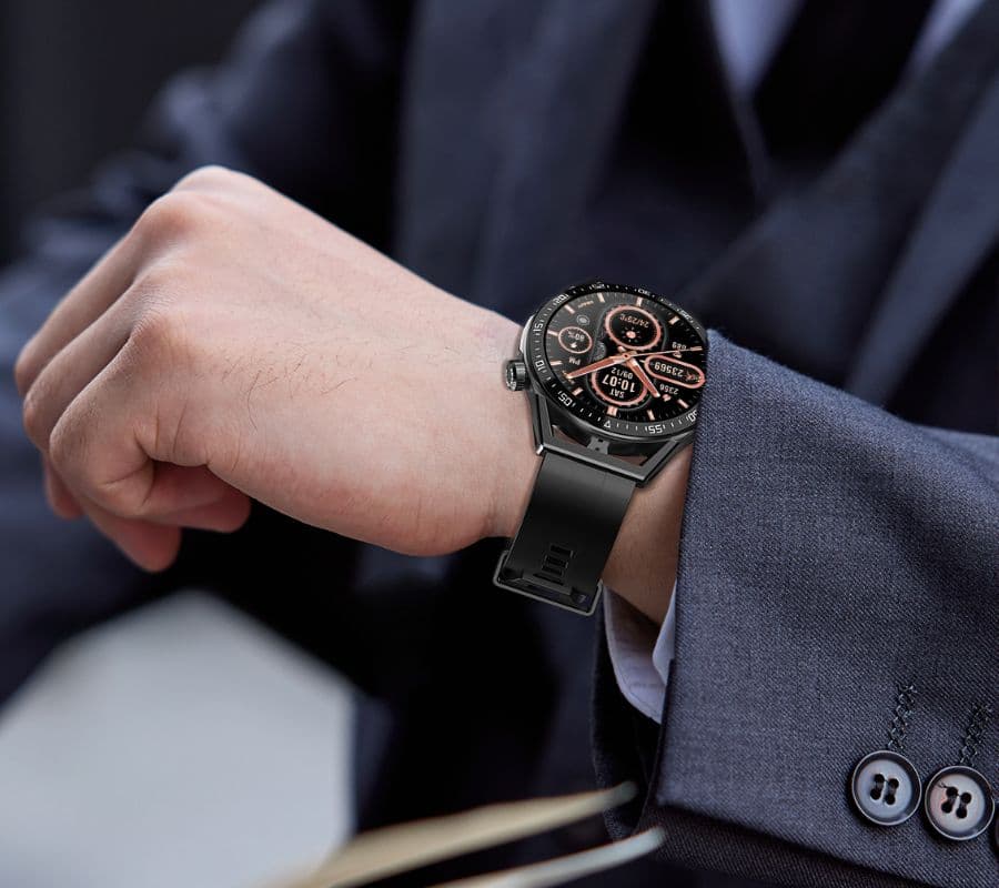 Smartwatch  Rubicon RNCE88-1 Czarny- Czarny Pasek Silikonowy + Czarny Pasek Skórzany