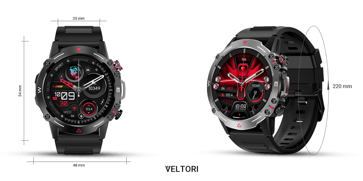 Smartwatch VELTORI VT110-1 Czarny Pasek Silikonowy