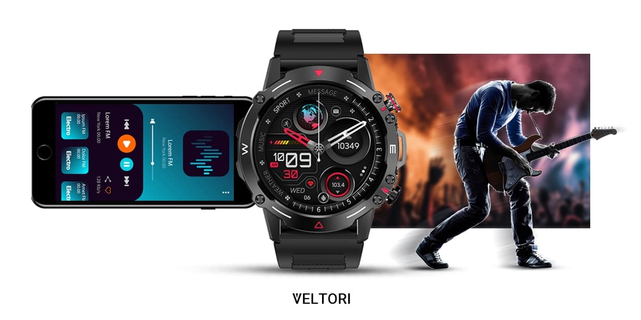 Smartwatch VELTORI VT110-1 Czarny Pasek Silikonowy