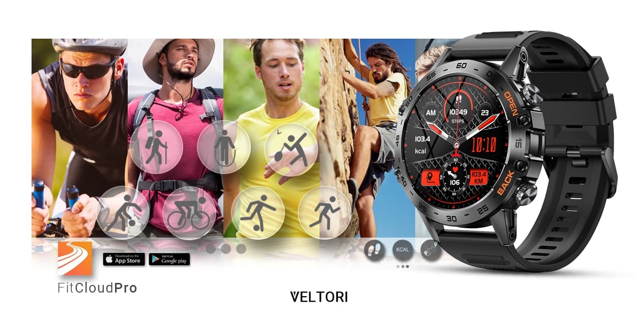 Smartwatch VELTORI VT120-1 Czarny Pasek Silikonowy