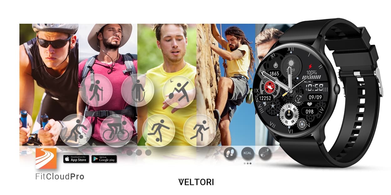 Smartwatch VELTORI VT160-1 Czarny Pasek Silikonowy