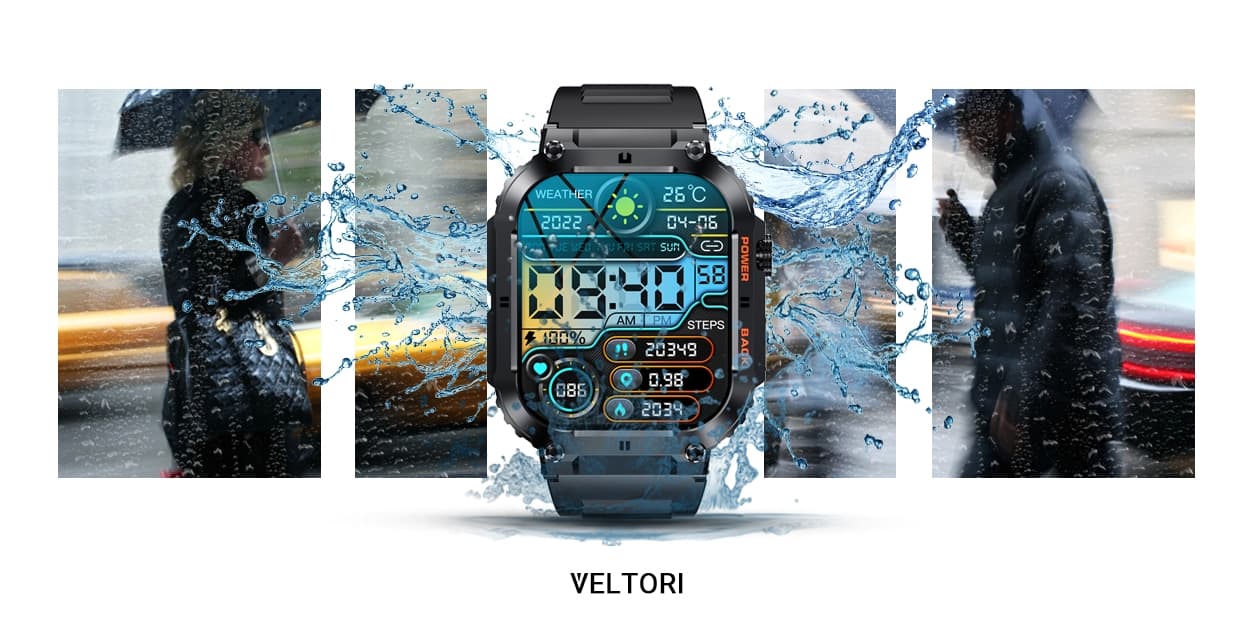 Smartwatch VELTORI VT200-1 Czarny Pasek Silikonowy