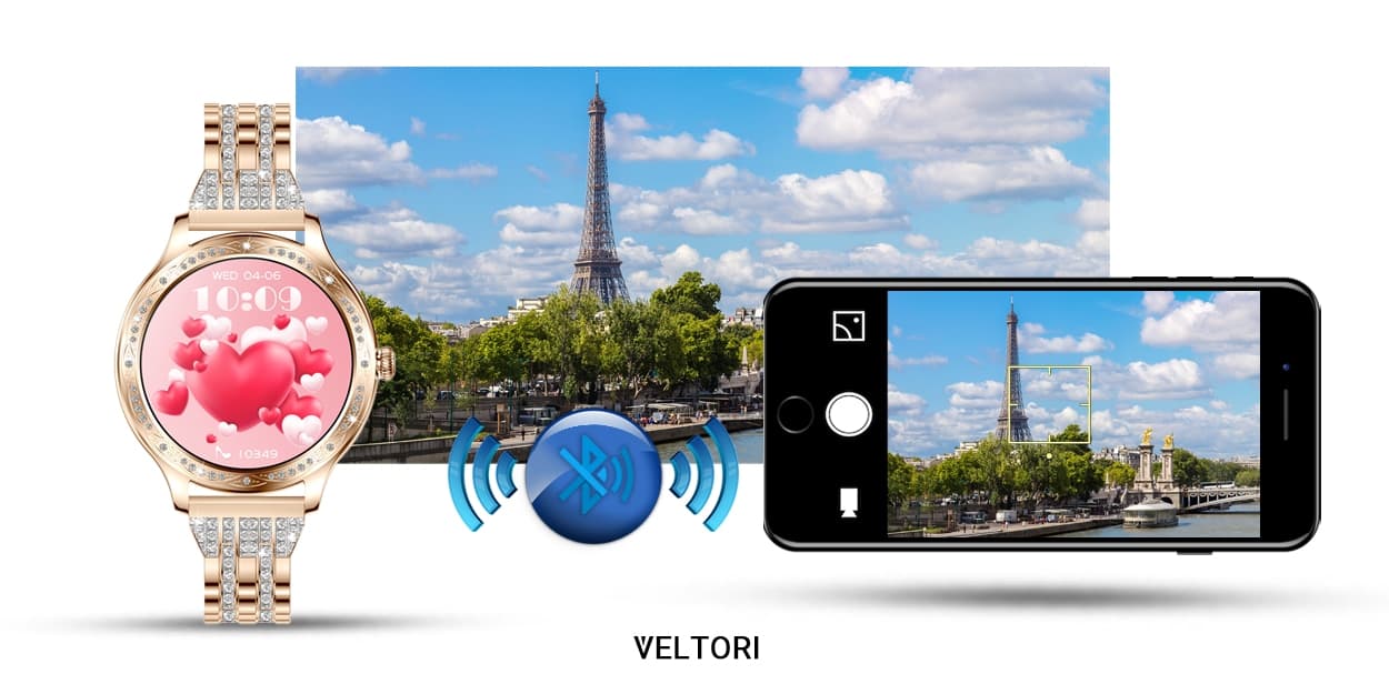 Smartwatch Damski VELTORI VT350-1 Bransoleta Różowe Złoto