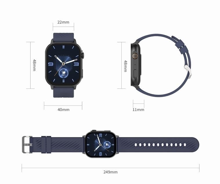 Smartwatch Damski GRAVITY GT15-11 Granatowy Pasek Silikonowy + Złota Bransoleta