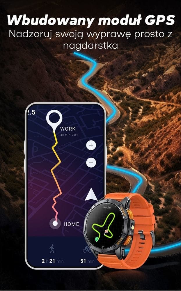 Smartwatch Męski GRAVITY GPS GT24-1 Czarny Pasek Silikonowy + Granatowy Pasek Silikonowy