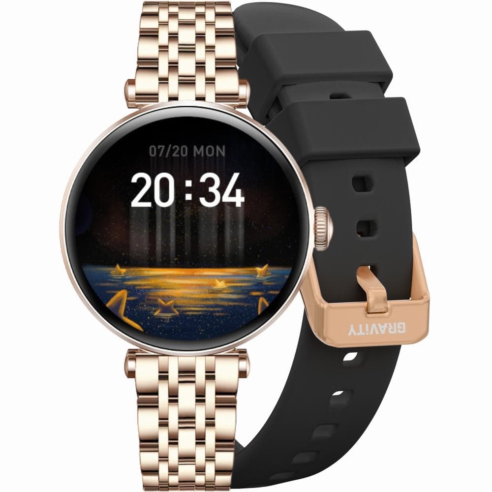 Smartwatch Gravity Różowe Złoto Czarny 2 Paski GT26-6