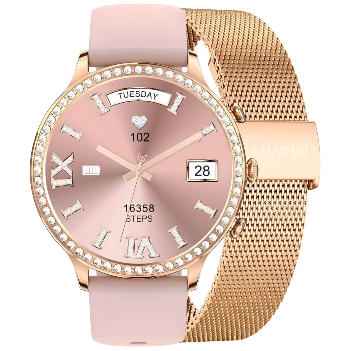 Smartwatch Gravity Różowe Złoto Pasek i Bransoleta GT5-5