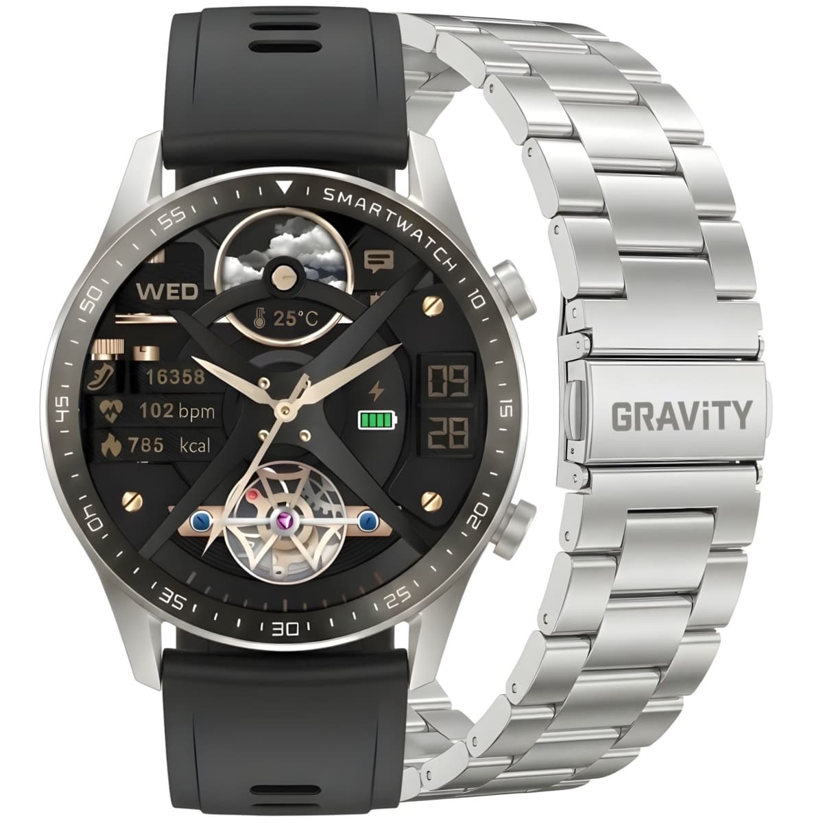 Smartwatch Gravity Srebrny Bransoleta + Pasek GT10-6